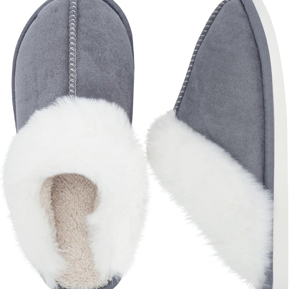 Slippers for Women, Close Toe Fuzzy House Slippers for Women, Non-Slip, Slippers